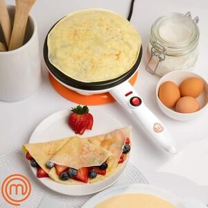 MasterChef Cordless Crepe Maker MTF-CCM-689 800W White Orange Non-Stick Griddle